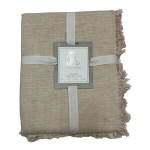 Rachel Ashwell Tablecloth Oblong  60" ×120" White Pink Heathered Metallic Fringe